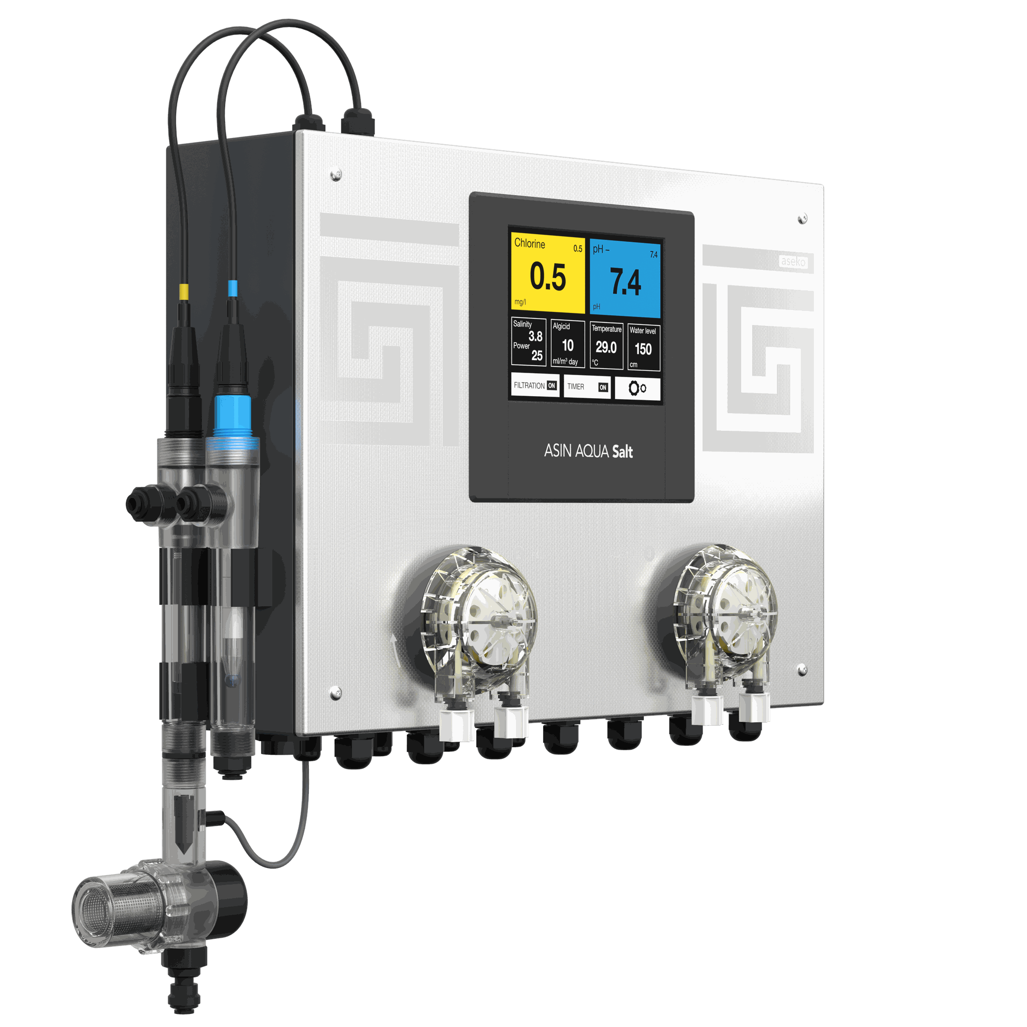 ASIN Aqua Salt-doseringsstation til saltklorering med pH-styring